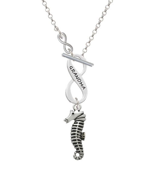 Antiqued Seahorse To Infinity Grandma Toggle Necklace