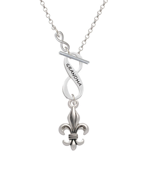 Large Antiqued Fleur di Lis To Infinity Grandma Toggle Necklace