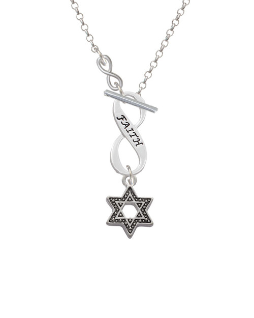 Star of David with Beaded Border To Infinity Faith Toggle Necklace