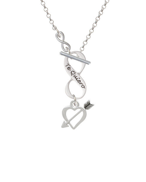 Open Heart with Feathered Arrow To Infinity Te Quiero Toggle Necklace