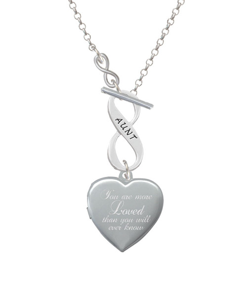 You Are More Loved Engraved Locket To Infinity Aunt Toggle Necklace