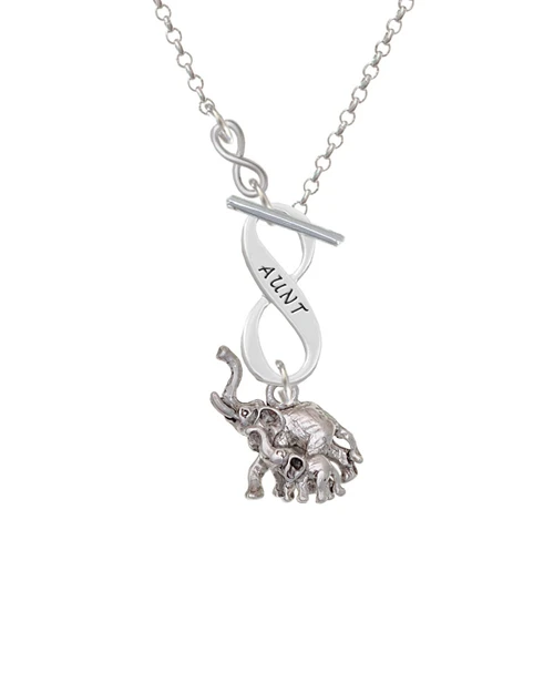 Elephant with Baby To Infinity Aunt Toggle Necklace