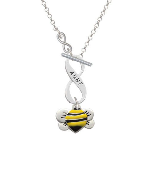Large Enamel Bumble Bee To Infinity Aunt Toggle Necklace