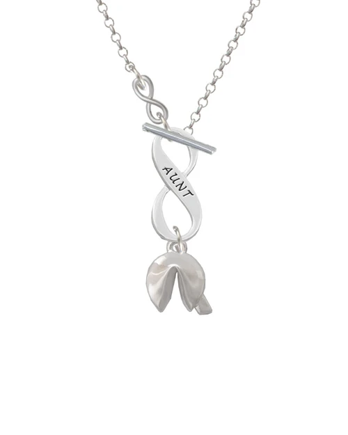 3-D Fortune Cookie To Infinity Aunt Toggle Necklace