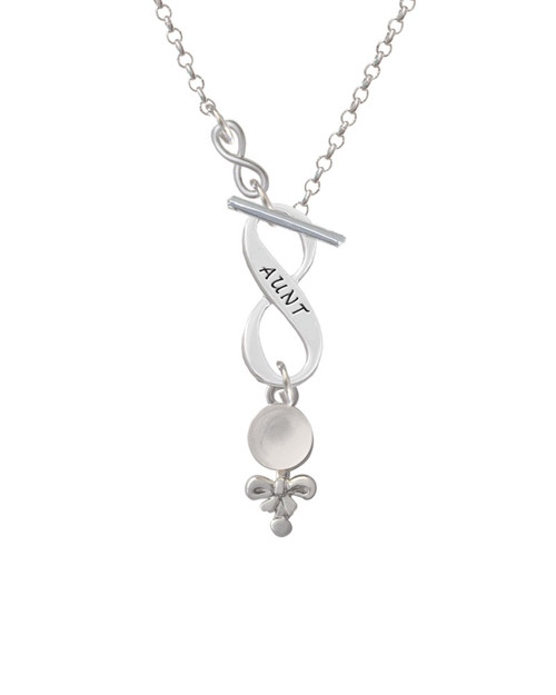 Clear Frosted Baby Rattle To Infinity Aunt Toggle Necklace