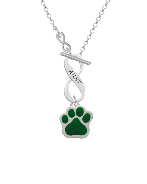 Large Green Paw To Infinity Aunt Toggle Necklace