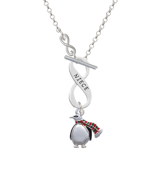 Penguin with Scarf To Infinity Niece Toggle Necklace