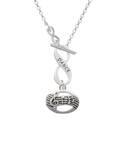 Oval with Music Notes To Infinity Dance Toggle Necklace