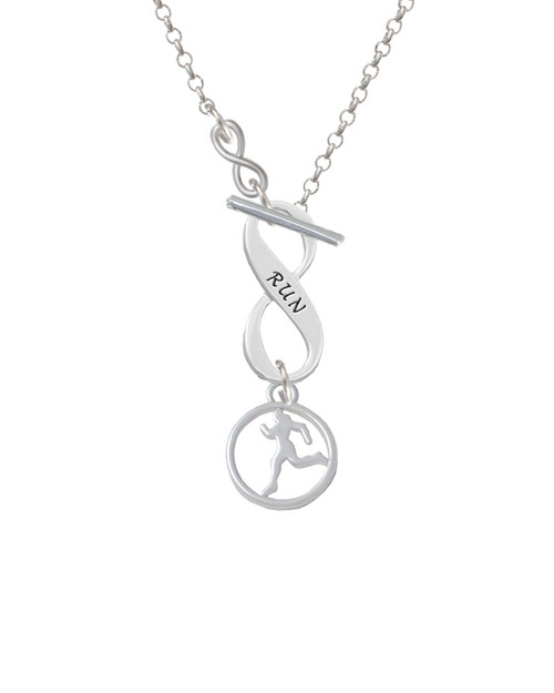 Runner Silhouette in 1/2'' Disc To Infinity Run Toggle Necklace