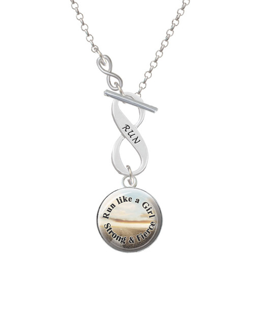Domed Run Like a Girl - Strong and Fierce To Infinity Run Toggle Necklace