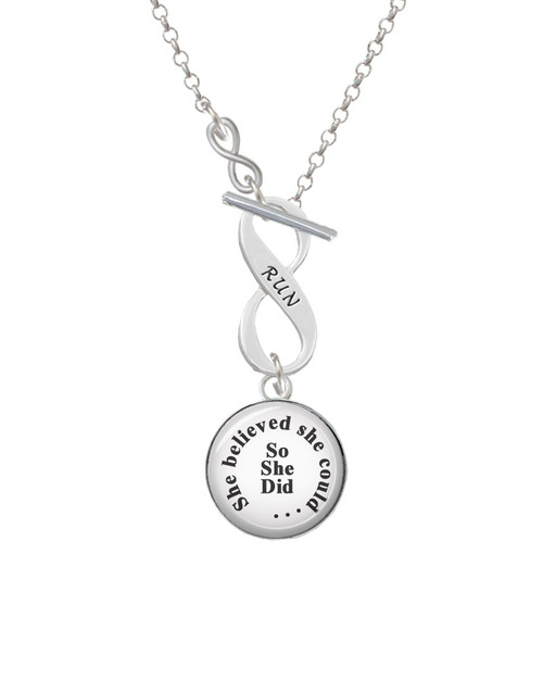 Domed She Believed She Could So She Did To Infinity Run Toggle Necklace