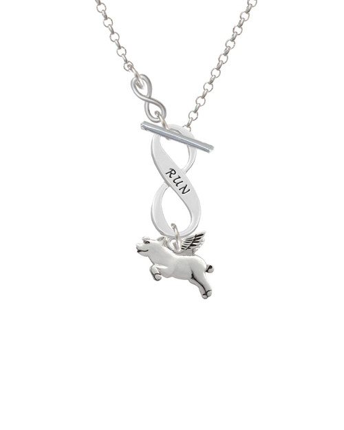 Flying Pig To Infinity Run Toggle Necklace