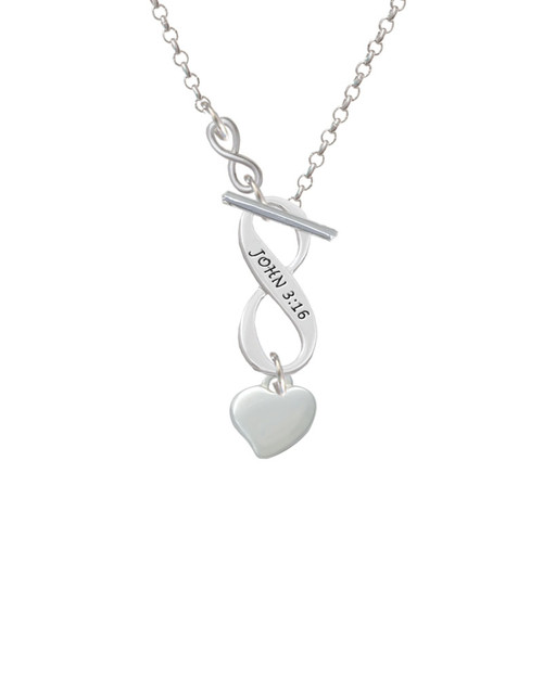Small 2-D Puffy Heart To Infinity John 3:16 Toggle Necklace