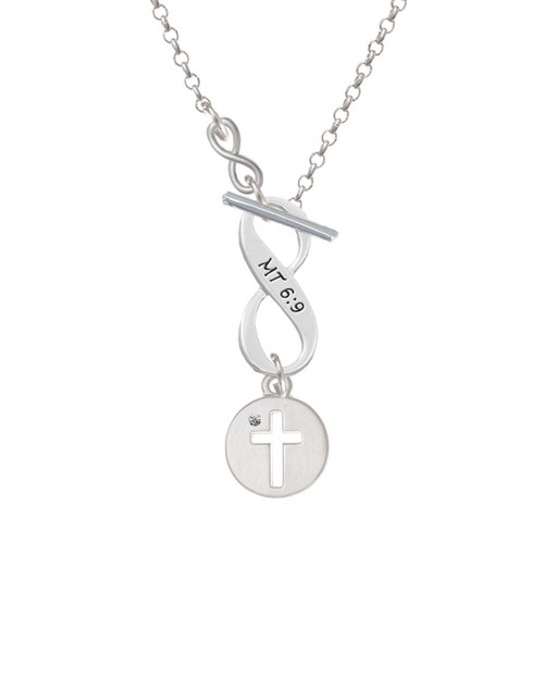 Cross Silhouette To Infinity Matthew 6:9 Toggle Necklace