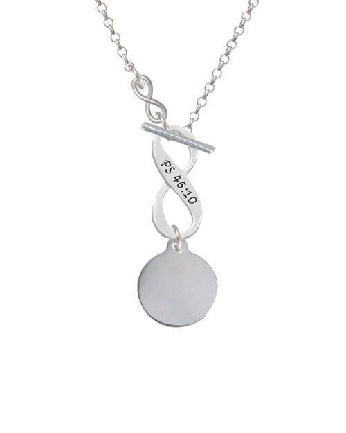 Stainless Steel Disc To Infinity Psalm 46:10 Toggle Necklace