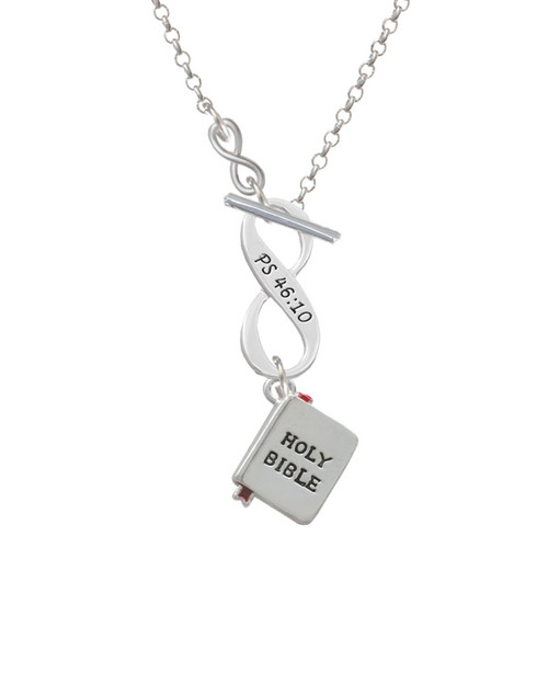 Bible with Cross To Infinity Psalm 46:10 Toggle Necklace