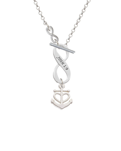 Anchor with Heart To Infinity Joshua 1:9 Toggle Necklace