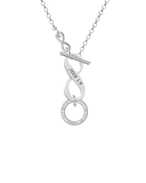 Never Give Up Eternity Ring To Infinity Joshua 1:9 Toggle Necklace