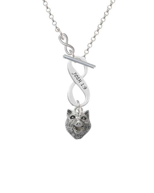 Wolf Head To Infinity Joshua 1:9 Toggle Necklace