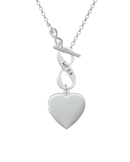 Heart Locket To Infinity Matthew 5:4 Toggle Necklace