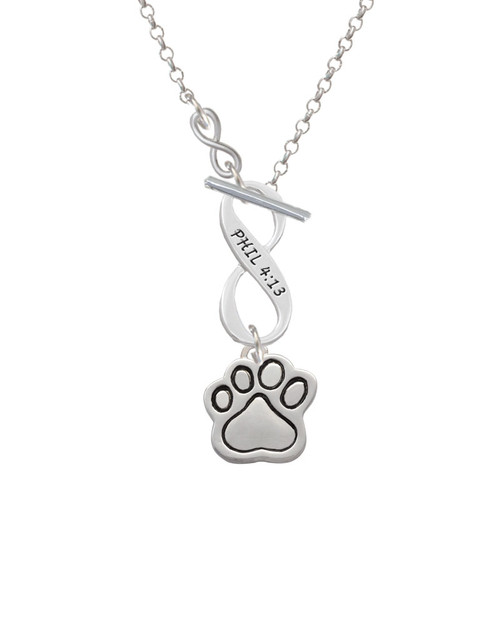 Large Paw To Infinity Philippians 4:13 Toggle Necklace