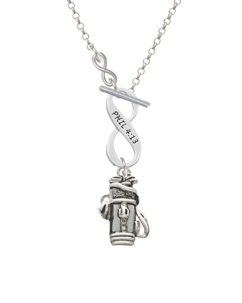 Golf Club Bag To Infinity Philippians 4:13 Toggle Necklace