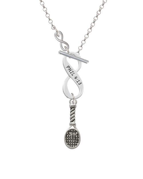 Tennis Racquet To Infinity Philippians 4:13 Toggle Necklace