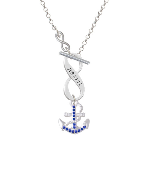 Blue Crystal Anchor To Infinity Jeremiah 29:11 Toggle Necklace