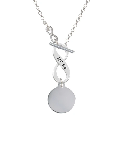 Stainless Steel Disc To Infinity Matthew 5:8 Toggle Necklace