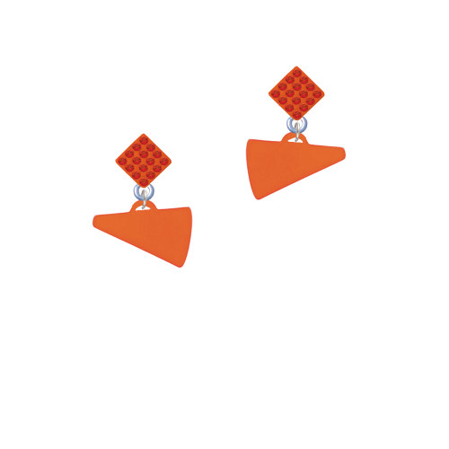 Acrylic 3/4" Orange Megaphone Orange Crystal Diamond-Shape Earrings