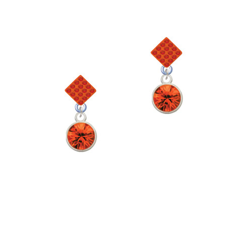 10mm Orange Oktant Crystal Drop Orange Crystal Diamond-Shape Earrings