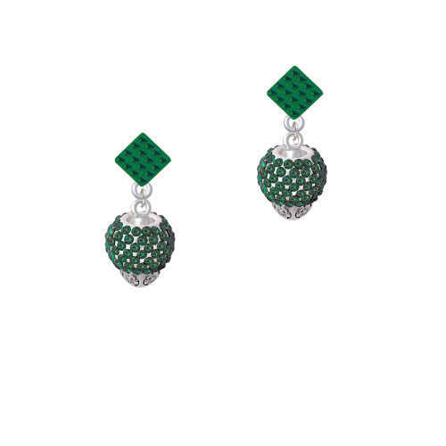 Green Crystal Sparkle Spinner Green Crystal Diamond-Shape Earrings