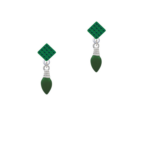 Green Christmas Light Green Crystal Diamond-Shape Earrings