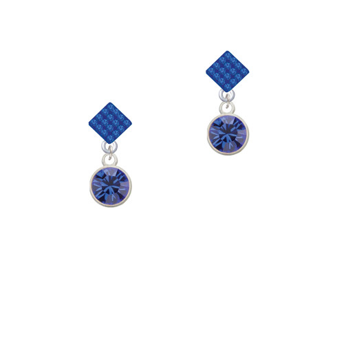 10mm Blue Crystal Drop Blue Crystal Diamond-Shape Earrings
