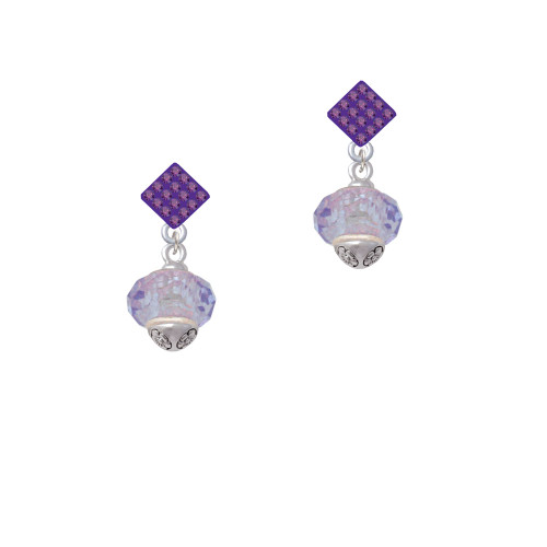 Light Purple Faceted Glass Spinner Purple Crystal Diamond-Shape Earrings