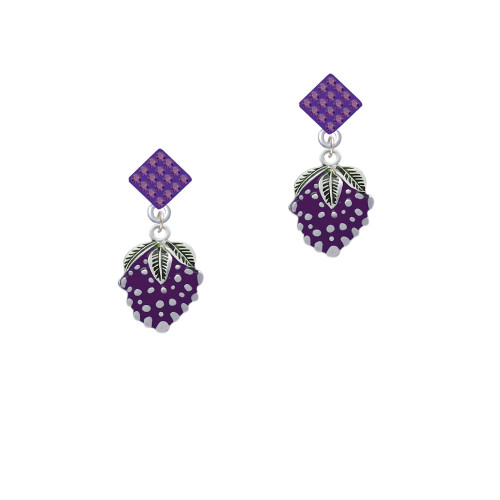 Grapes Purple Crystal Diamond-Shape Earrings