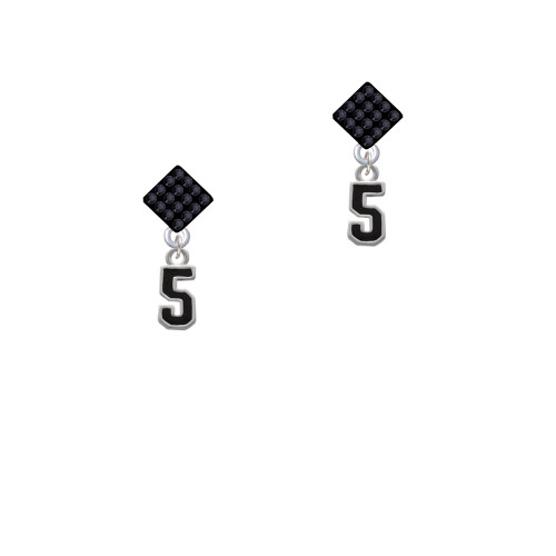 Black Number - 5 Black Crystal Diamond-Shape Earrings