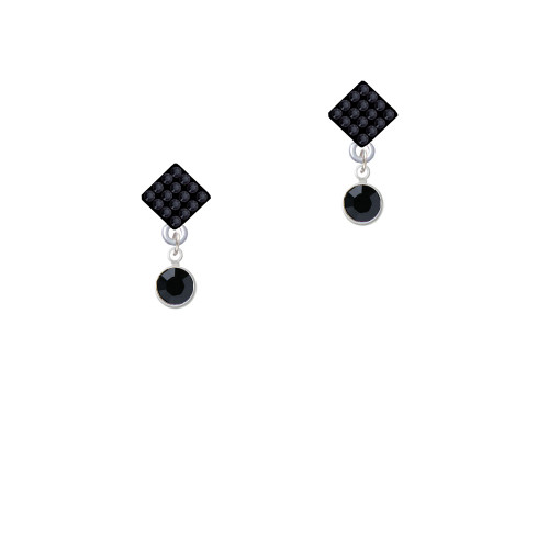Crystal Black Channel Drop Black Crystal Diamond-Shape Earrings