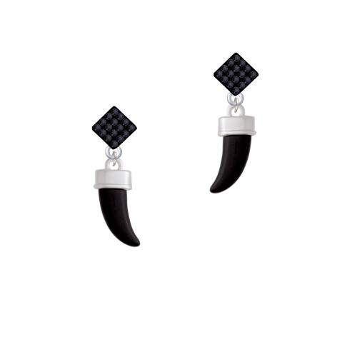 Black Sabre Tooth Black Crystal Diamond-Shape Earrings