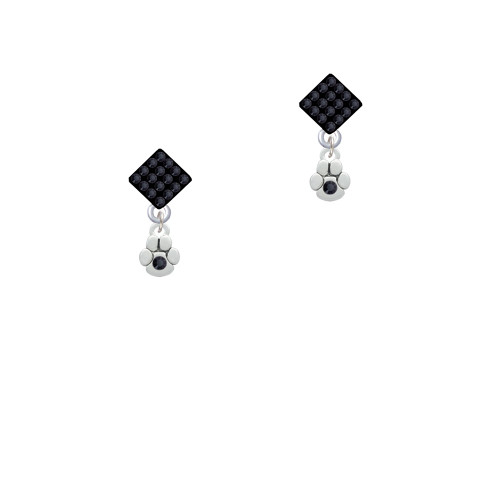 Mini Paw with Black Crystal Black Crystal Diamond-Shape Earrings