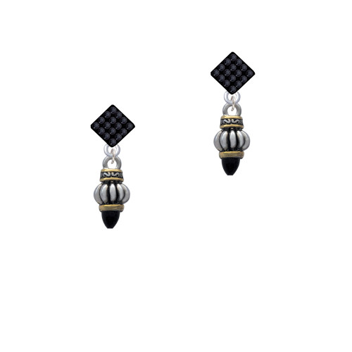 Two Tone Drop with Black Crystal Black Crystal Diamond-Shape Earrings