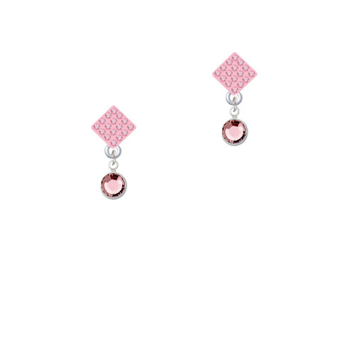 Crystal Light Pink Channel Drop Pink Crystal Diamond-Shape Earrings