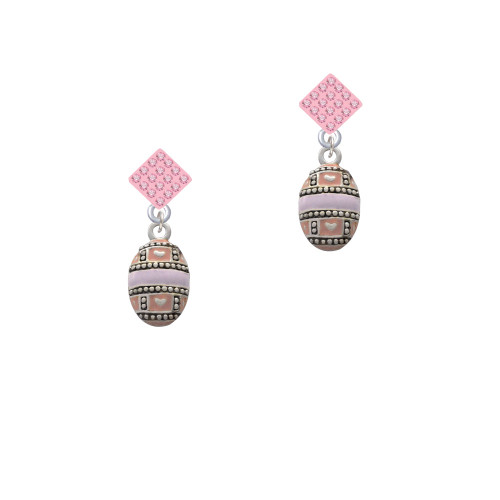 Egg Pink & Lavender Pink Crystal Diamond-Shape Earrings