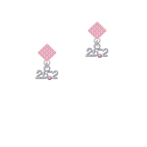Marathon - 26.2 with Pink Crystal Pink Crystal Diamond-Shape Earrings