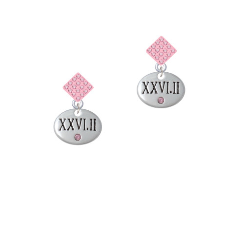 Marathon with Pink Crystal Roman Numeral Pink Crystal Diamond-Shape Earrings
