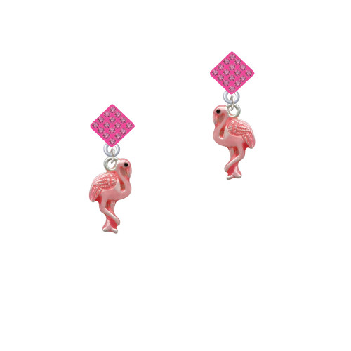 Hot Pink Flamingo Hot Pink Crystal Diamond-Shape Earrings