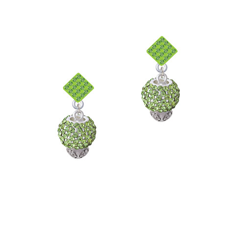 Lime Green Crystal Sparkle Spinner Lime Green Crystal Diamond-Shape Earrings