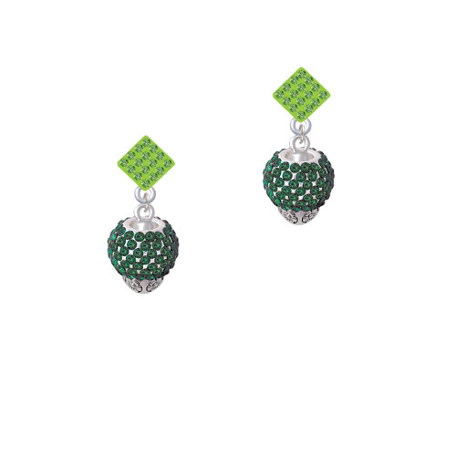 Green Crystal Sparkle Spinner Lime Green Crystal Diamond-Shape Earrings