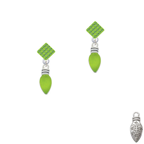Christmas Lights - Lime Green Resin Lime Green Crystal Diamond-Shape Earrings