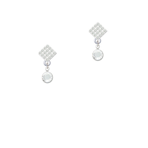 Crystal Clear Channel Drop White Clear Crystal Diamond-Shape Earrings